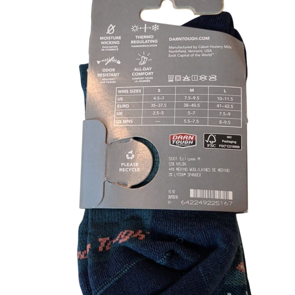 NWT Darn Tough Vermont Socks Sz M 7.5-9.5 Merino Wool Hike/Trek Micro Crew Bunny - Picture 4 of 5